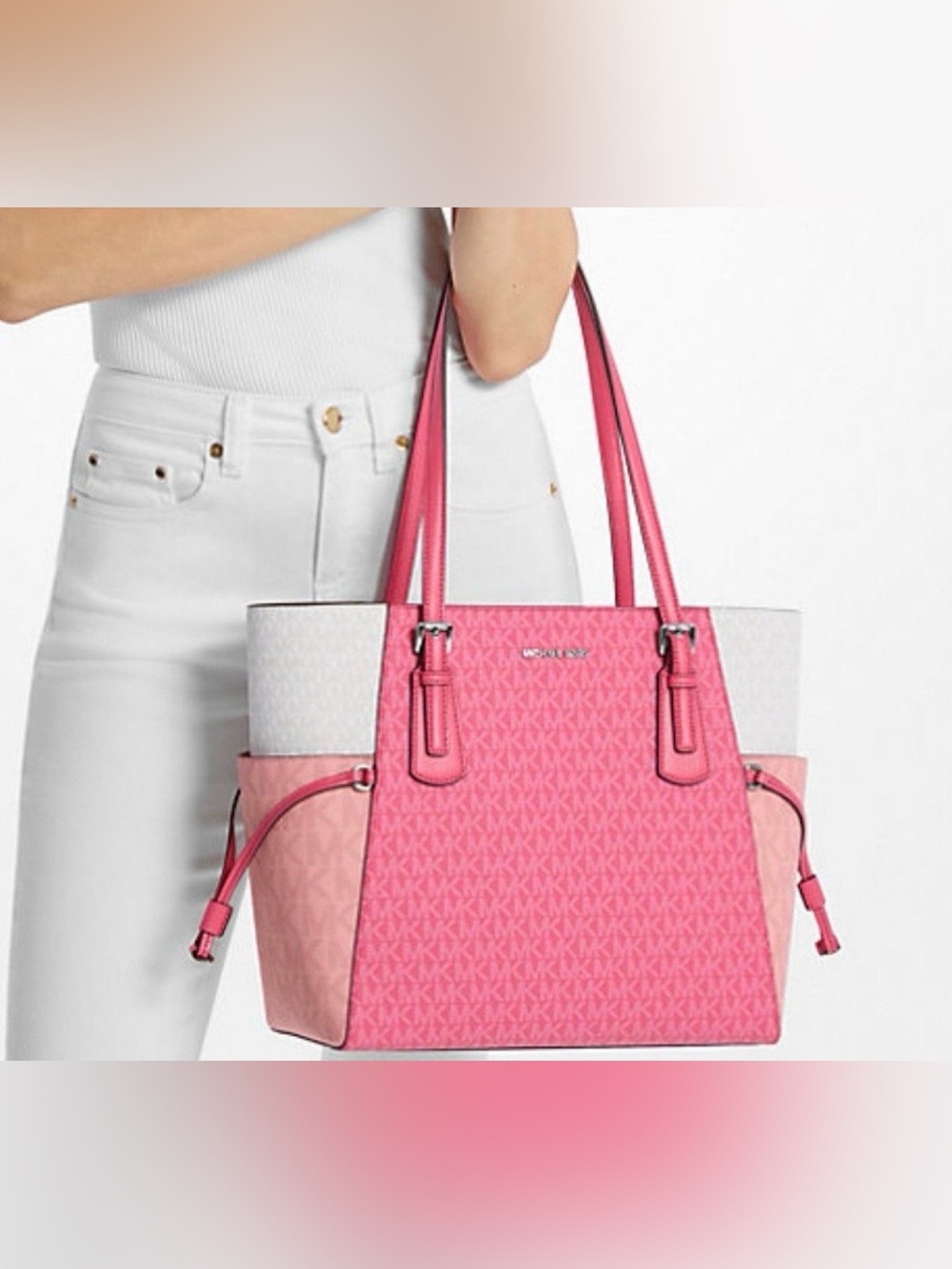 Michael Kors Hibiscus Colorblock Voyager Tote Bag